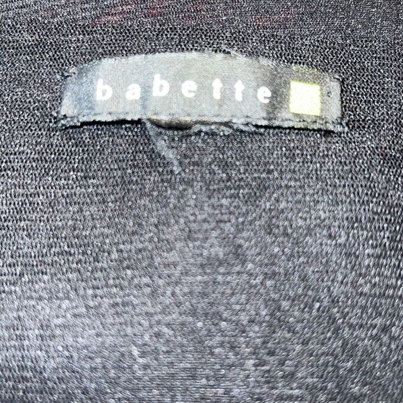 BABETTE Black Double Layer Sheer Long Sleeve Top-S - Picture 7 of 7